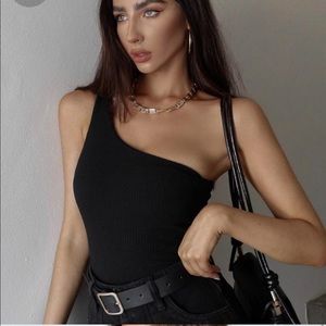 Ribbed One Shoulder Bodysuit